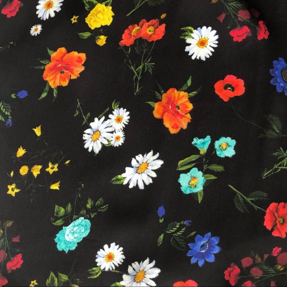 Alice Olivia black floral print blouse short-sleeve top sz small - Picture 7 of 16